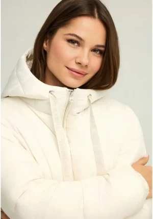 Γυναικείo puffer μπουφάν με κουκούλα FBL012 111 01 Off White