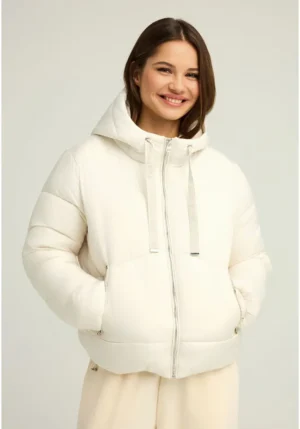 Γυναικείo puffer μπουφάν με κουκούλα FBL012 111 01 Off White (4)