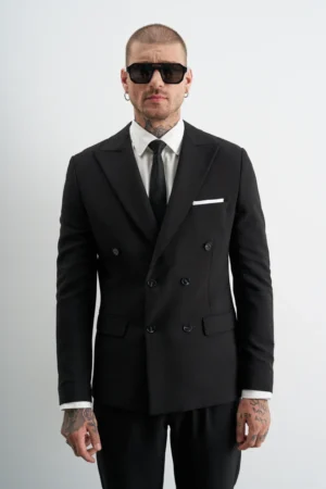 σακάκι με σταυρωτό κουμπί Timeless Charm 100101 Black (3)