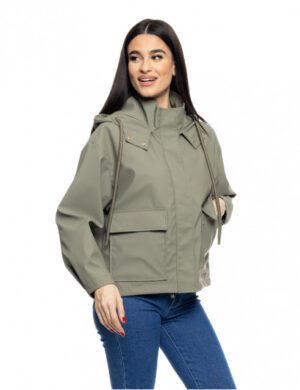 Γυναικείο κοντό μπουφάν από neopren 53 101 010 Khaki (2)