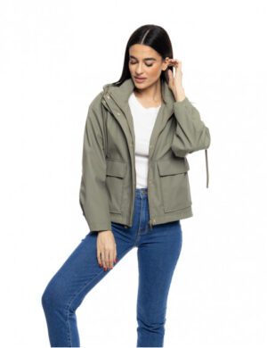 Γυναικείο κοντό μπουφάν από neopren 53 101 010 Khaki (4)