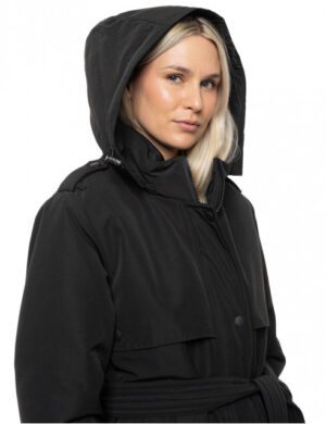 Γυναικείο μακρύ μπουφάν με κουκούλα 54 101 035 Black (4)