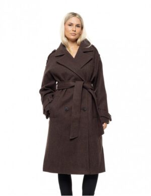 Γυναικείο μακρύ παλτό 54 101 055 Brown (2)