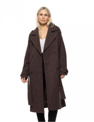 Γυναικείο μακρύ παλτό 54 101 055 Brown