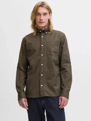 πουκάμισο μονόχρωμο oxford 12192150 Black Olive