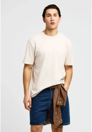 Ανδρικό relaxed βαμβακερό t shirt με τύπωμα στην πλάτη FBM013 014 04 Cloud Cream (4)