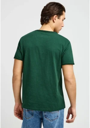 T shirt με λαιμό henley και raw cuts FBM013 004 04 Bistrot Green (4)