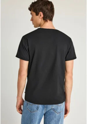 T shirt με λαιμό henley και raw cuts FBM013 004 04 Black (2)