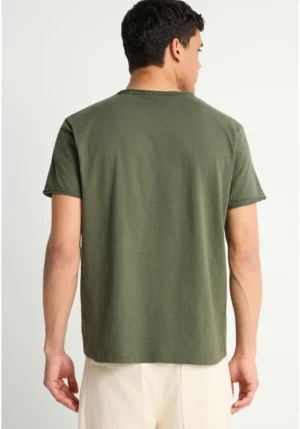 T shirt με λαιμό henley και raw cuts FBM013 004 04 Deep Forest (2)
