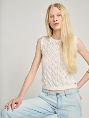 αμάνικο πλεκτό T shirt Jeda 63 206.05 White