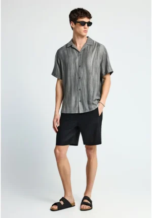 Ανδρική λινή chino βερμούδα FBM013 009 03 Black (2)