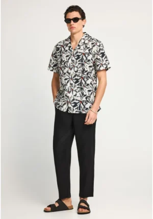 Ανδρικό comfort fit λινό chino παντελόνι FBM013 011 02 Black (3)