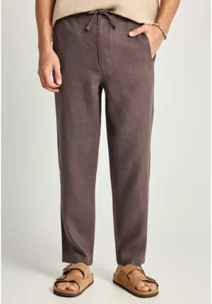 Ανδρικό comfort fit λινό chino παντελόνι FBM013 011 02 Moon Mist (3)
