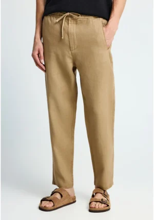 Ανδρικό comfort fit λινό chino παντελόνι FBM013 011 02 Warm Sand