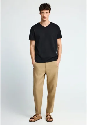 Ανδρικό comfort fit λινό chino παντελόνι FBM013 011 02 Warm Sand (4)