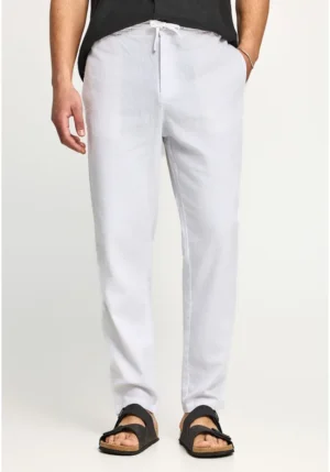 Ανδρικό comfort fit λινό chino παντελόνι FBM013 011 02 White