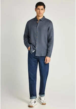 Ανδρικό λινό πουκάμισο The essentials FBM013 001 05 D.K Grey (3)