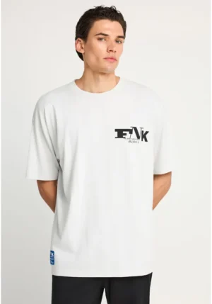 Ανδρικό oversized t shirt με τύπωμα στην πλάτη FBM013 018 04 Mist