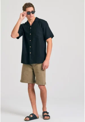 Ανδρικό πουκάμισο με κοντό μανίκι The essentials FBM013 006 05 Black (3)