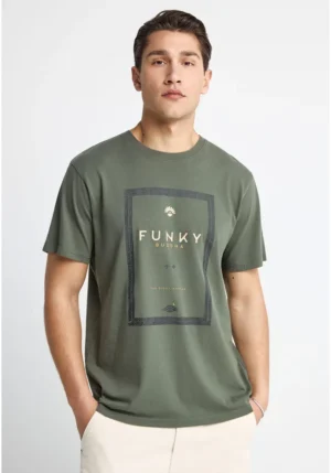 Ανδρικό relaxed t shirt με τύπωμα FBM013 044 04 Deep Forest