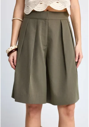 Βερμούδα με πιέτες FBL013 111 03 Khaki