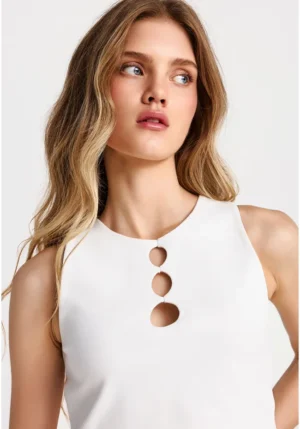 Crop top με κοψίματα μπροστά FBL013 109 17 White