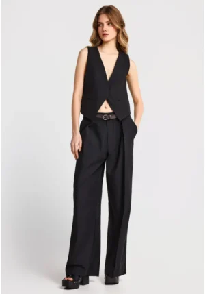 Γυναικεία casual wide leg παντελόνα FBL013 106 02 Black (3)