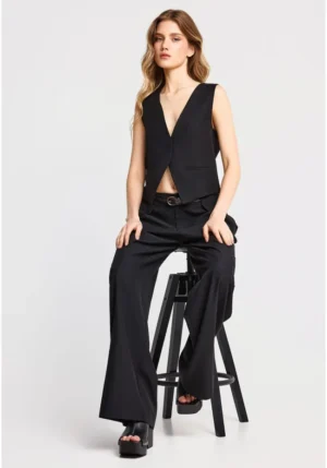 Γυναικεία casual wide leg παντελόνα FBL013 106 02 Black