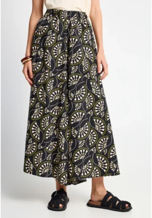 Γυναικεία wide leg Εμπριμέ παντελόνα FBL013 105 02 Black (4)