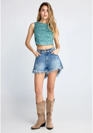 Γυναικείο jean σόρτς FBL013 165 03 M.D Blue (2)
