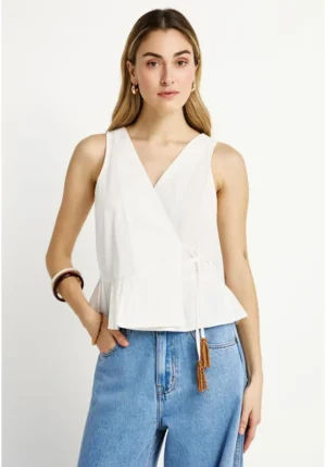 Γυναικείο κρουαζέ top με βολάν FBL013 121 17 White