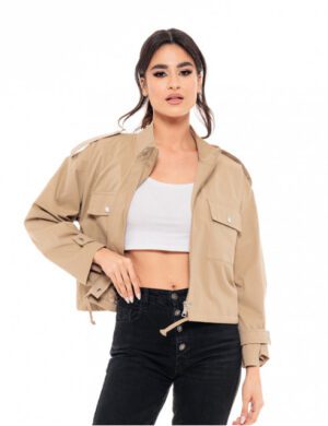 Γυναικείο μπουφάν με γιακά 49 101 024 Beige