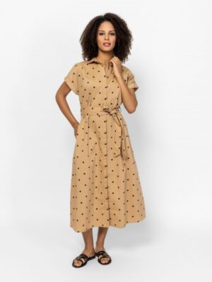 Γυναικείο φόρεμα από καμβά Voxim50059 Beige (4)