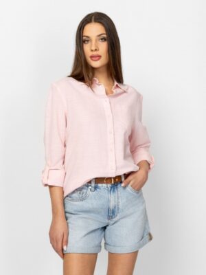 Γυναικείο πουκάμισο λινό Retta40037 L.T Roze (3)