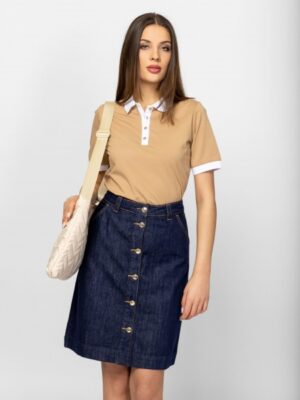 Γυναικείο πόλο t shirt Delozia21018 Beige (3)