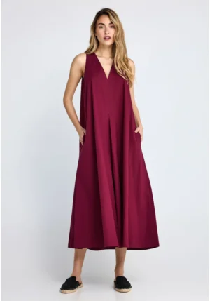 Γυναικείο relaxed μάξι φόρεμα από βαμβάκι FBL013 118 13 Burgundy
