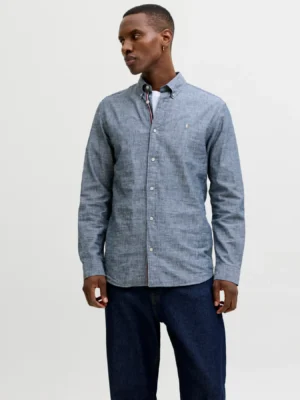 λινό πουκάμισο 12293269 Faded Denim (2)
