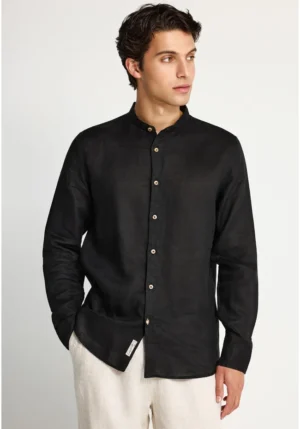Λινό πουκάμισο με λαιμό mao FBM013 003 05 Black