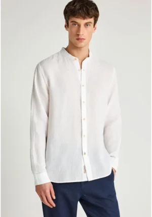 Λινό πουκάμισο με λαιμό mao FBM013 003 05 White