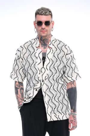 πλεκτό πουκάμισο με μάο γιακά 951102 White (3)
