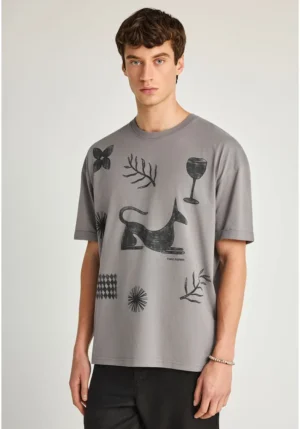 T shirt με τύπωμα FBM013 057 04 Grey