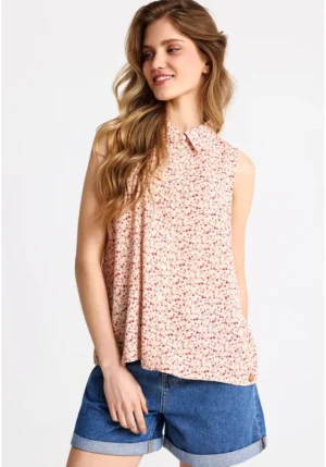 βισκόζη Floral αμάνικο πουκάμισο FBL013 104 05 Apricot