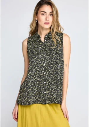 βισκόζη Floral αμάνικο πουκάμισο FBL013 104 05 Black (4)