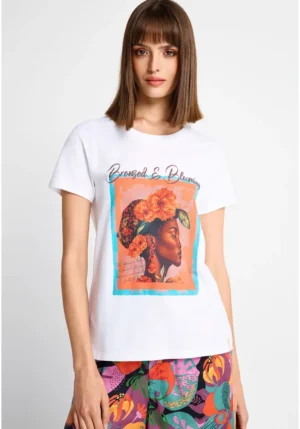 Γυναικείο βαμβακερό t shirt με τύπωμα FBL013 134 04 White