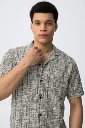 Loose Fit πουκάμισο με κοντά μανίκια 10065624838 Grey (3)