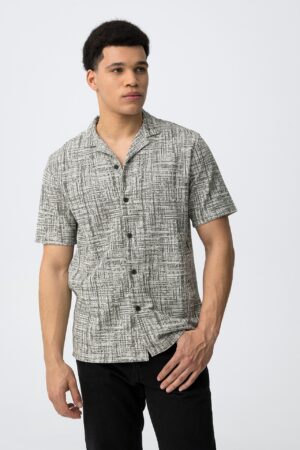Loose Fit πουκάμισο με κοντά μανίκια 10065624838 Grey