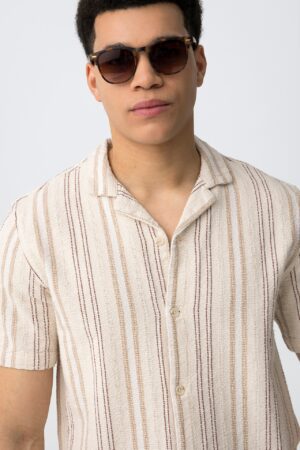 Loose Fit πουκάμισο με κοντά μανίκια 10065685101 Beige (2)