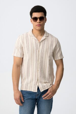 Loose Fit πουκάμισο με κοντά μανίκια 10065685101 Beige (4)