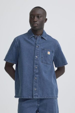 πουκάμισο jean με κοντό μανίκι 20720823200291 Blue Denim