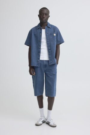 πουκάμισο jean με κοντό μανίκι 20720823200291 Blue Denim (4)